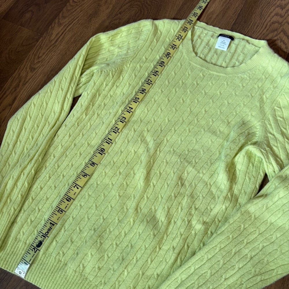 J.Crew Womens Cashmere Wool Blend Green Cable Knit Pullover Crewneck Sweater - Picture 5 of 6